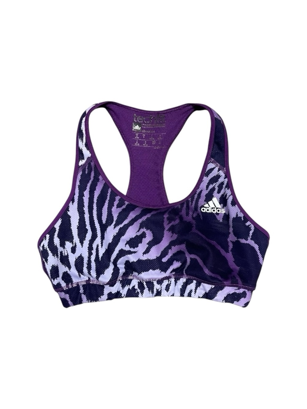 Adidas Sports Bra Women’s Small Purple Lilac Black Animal Print Racerback